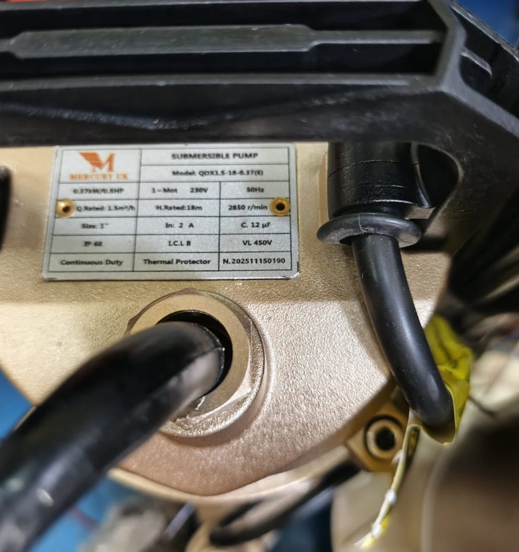 Mercury UK 0.5HP 18Mtrs submersible pumps