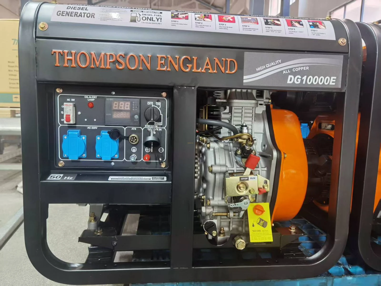 Thompson England 8Kva Open Diesel Generator - Single Phase - DG8000E