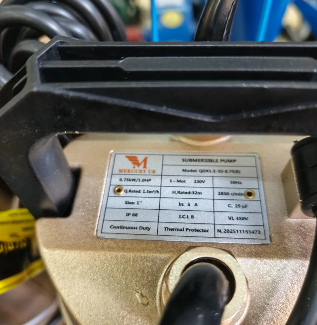 Mercury UK 1.0HP 32Mtrs submersible pumps